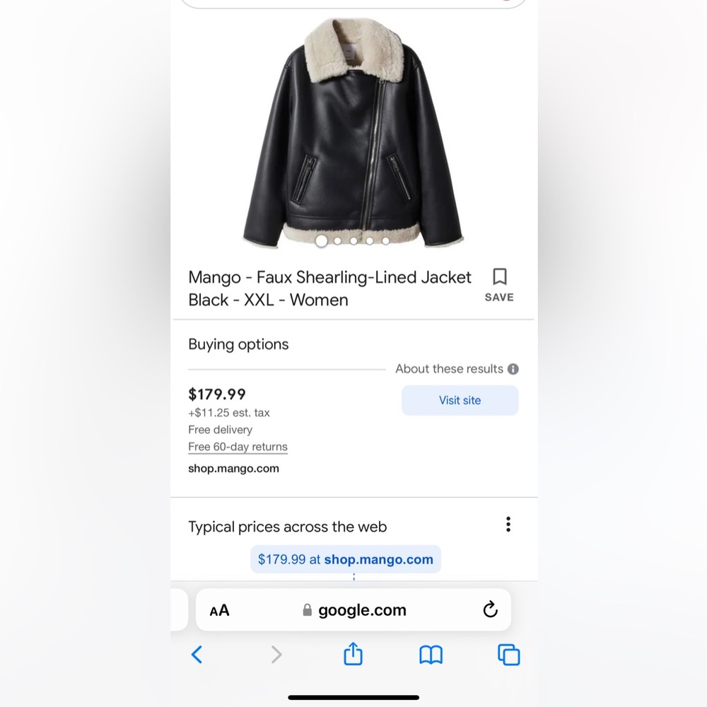 Mango faux fur & leather jacket Size XS *BRAND NEW IN PLASTIC*